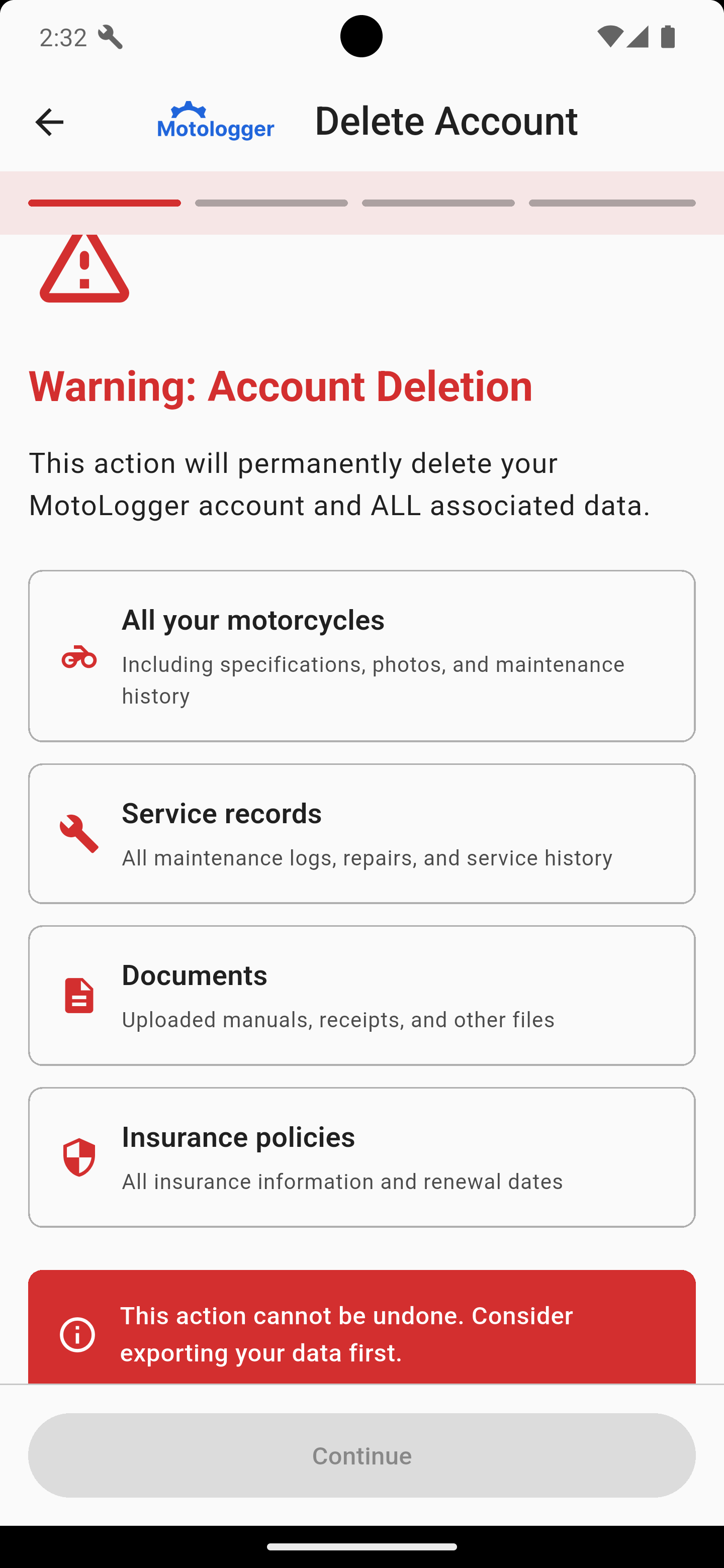 Review the warning and data summary